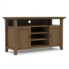 Front. Simpli Home - Amherst Wide Transitional TV Media Stand for Most TVs up to 60" - Rustic Natural Aged Brown.