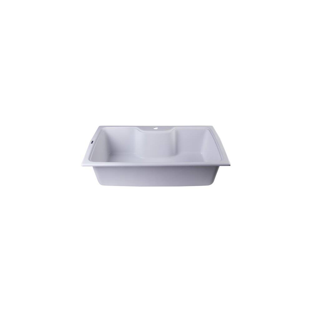 Alt View 4. Alfi - ALFI brand White 35 Drop-In Single Bowl Granite Composite Kitchen Sink - White.