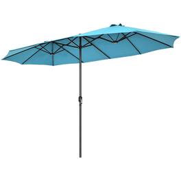 Costway - 15FT Patio Double-Sided Umbrella Crank Outdoor Garden Market Sun Shade - Turquoise