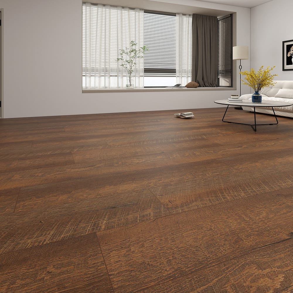 Dotfloor - 48"x7.2" SPC Composite Flooring; 10 Planks/Box (23.9 sq. ft/Box); 6mm Thick with 1mm IXPE Backing; 20 mil Wear Layer; - Rosewood