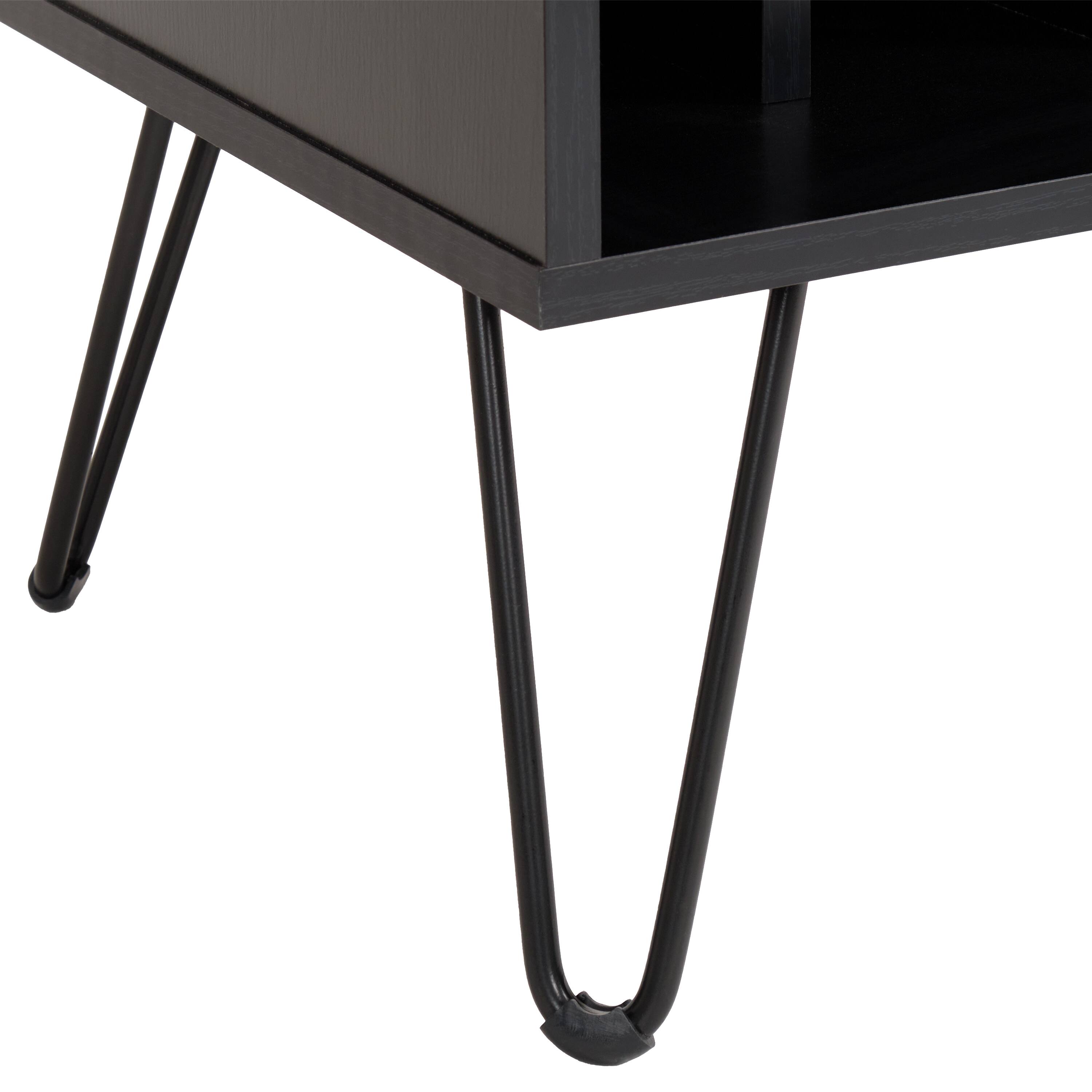 Alt View 5. CorLiving - CorLiving Vintora Large Black Engineered Wood Open Shelved Turntable Media Stand - Black Ravenwood.