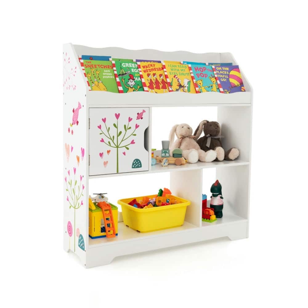 Kadyn - Kids Toy Storage Organizer with Book Shelf and Storage Cabinet- Kids Toy Storage for Kids, Boys, Girls, Nursery - White