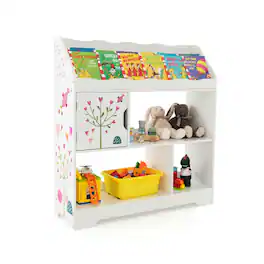 Kadyn - Kids Toy Storage Organizer with Book Shelf and Storage Cabinet- Kids Toy Storage for Kids, Boys, Girls, Nursery - White