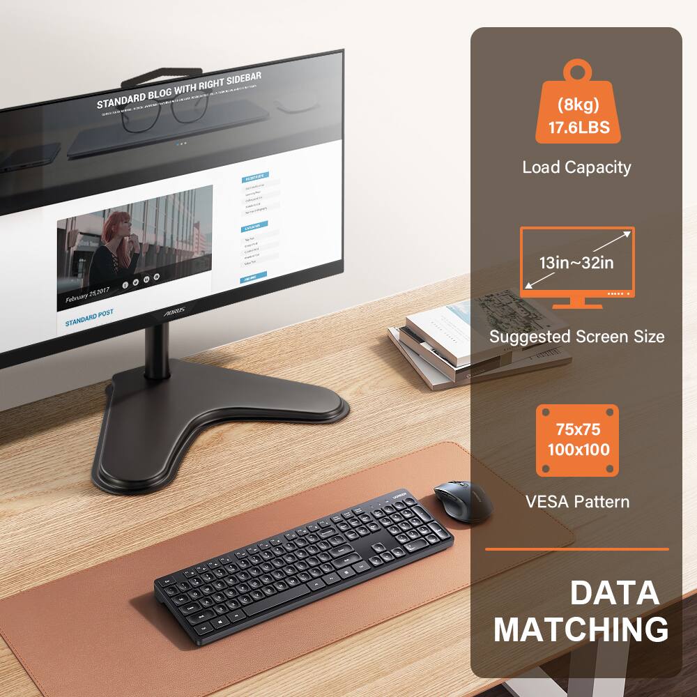 RIGHT SIDEBAR BLOG WITH STANDARD  
- (8kg) 17.6LBS CE Load Capacity  
- 13in~32in  
- Suggested Screen Size 75x75 100x100  
- VESA Pattern  
- DATA MATCHING  

February 25, 2017  
STANDARD POST