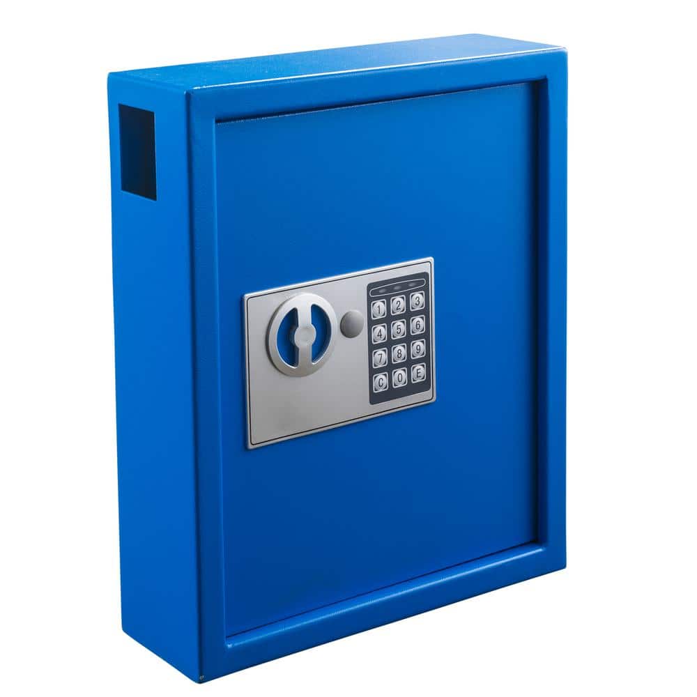 Front. AdirOffice - Steel Digital Key Cabinet, 40-Key Capacity with Programmable Lock - Blue.