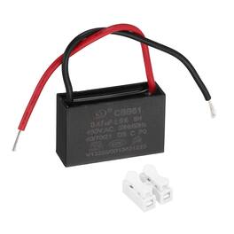 Unique Bargains - 0.47uF CBB61 Ceiling Fan Capacitor, AC 450V 2 Wires with Terminal Blocks for Pump Motor Generator Blower - Black