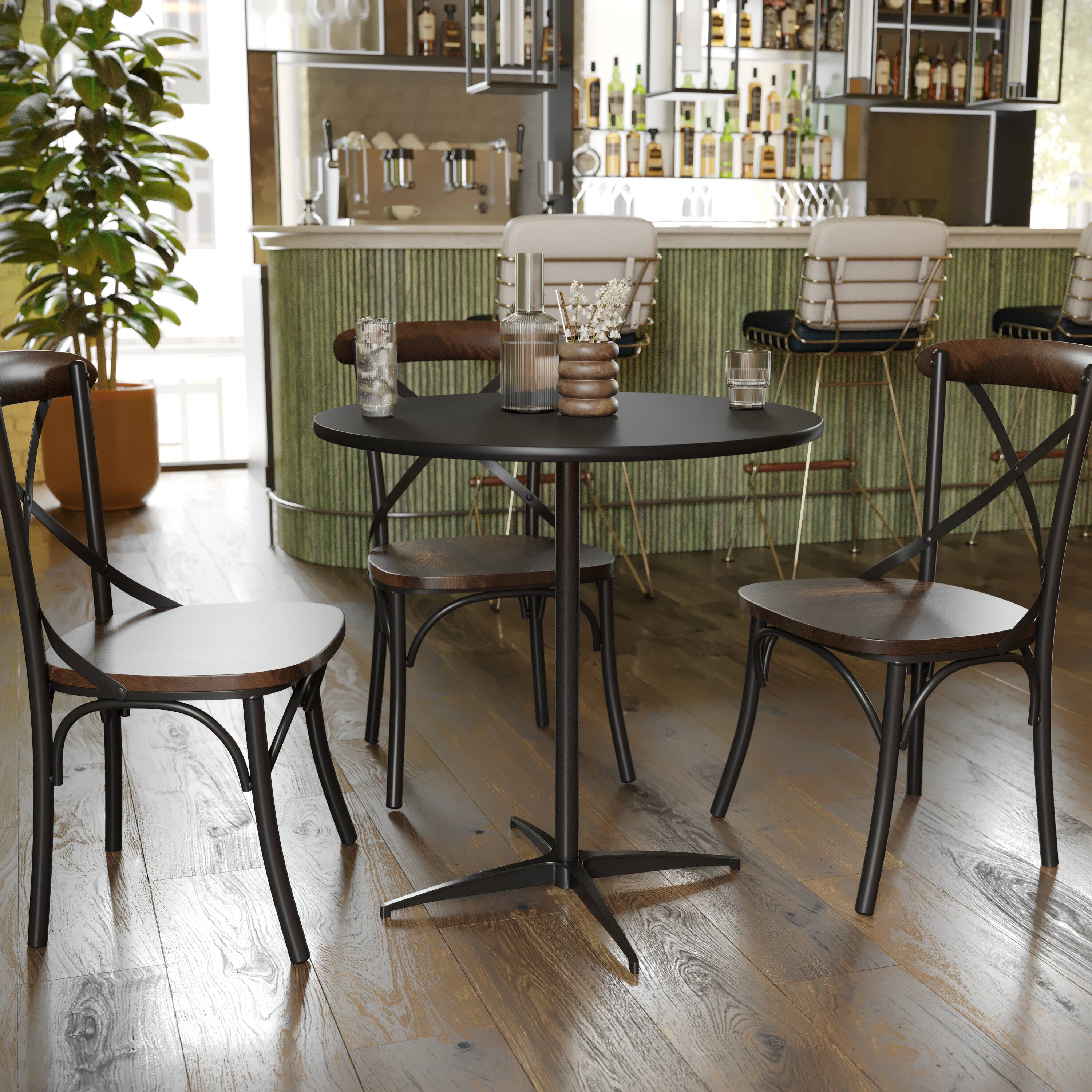 Alt View 1. Flash Furniture - Lars 30'' Round Wood Cocktail Table with 30'' and 42'' Columns, Black - Black.