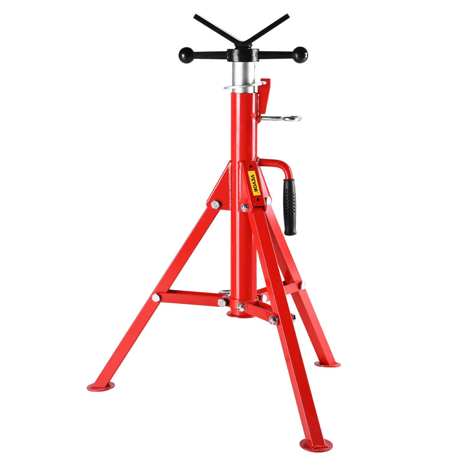 Alt View 5. VEVOR - V Head Pipe Stand 1/8-12 inch Capacity, Adjustable Height 28-52 inch, Pipe Stands 2500 lbs Load Capacity - Red.