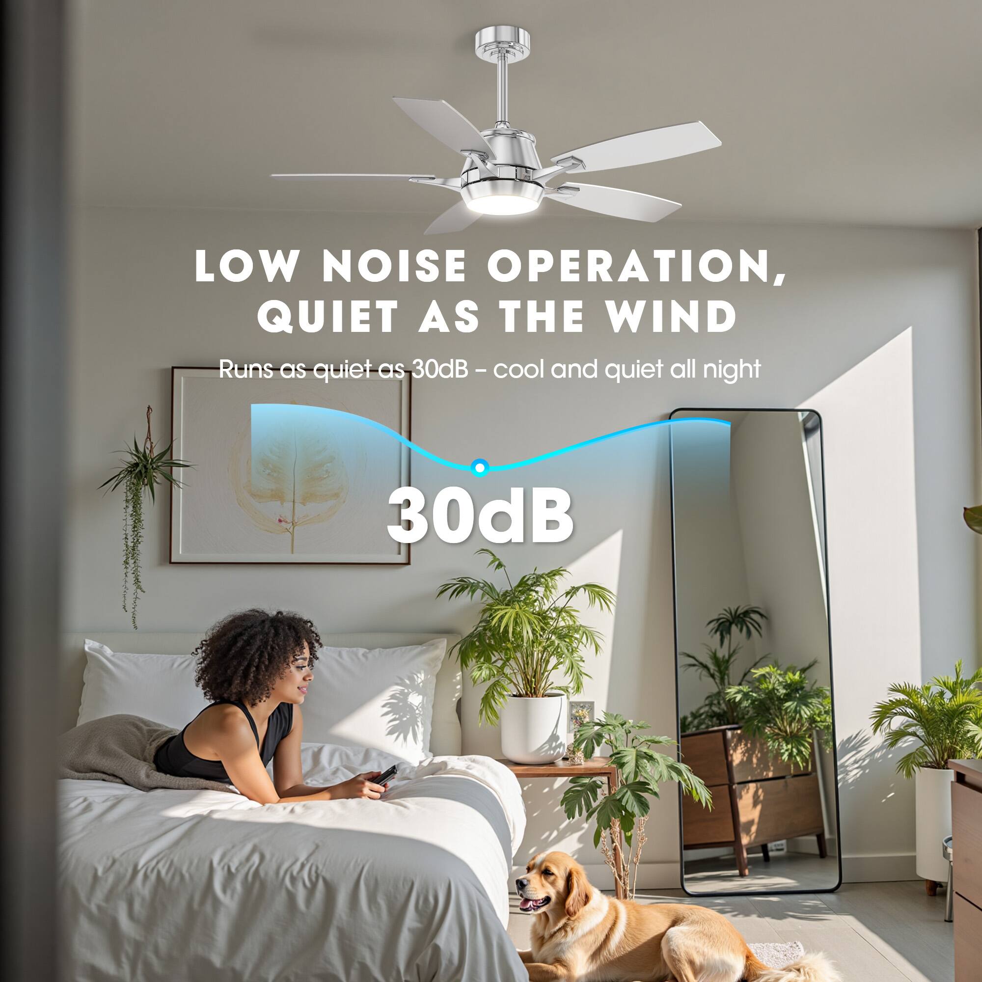LOW NOISE OPERATION,  
QUIET AS THE WIND  
Runs as quiet as 30dB – cool and quiet all night  
30dB