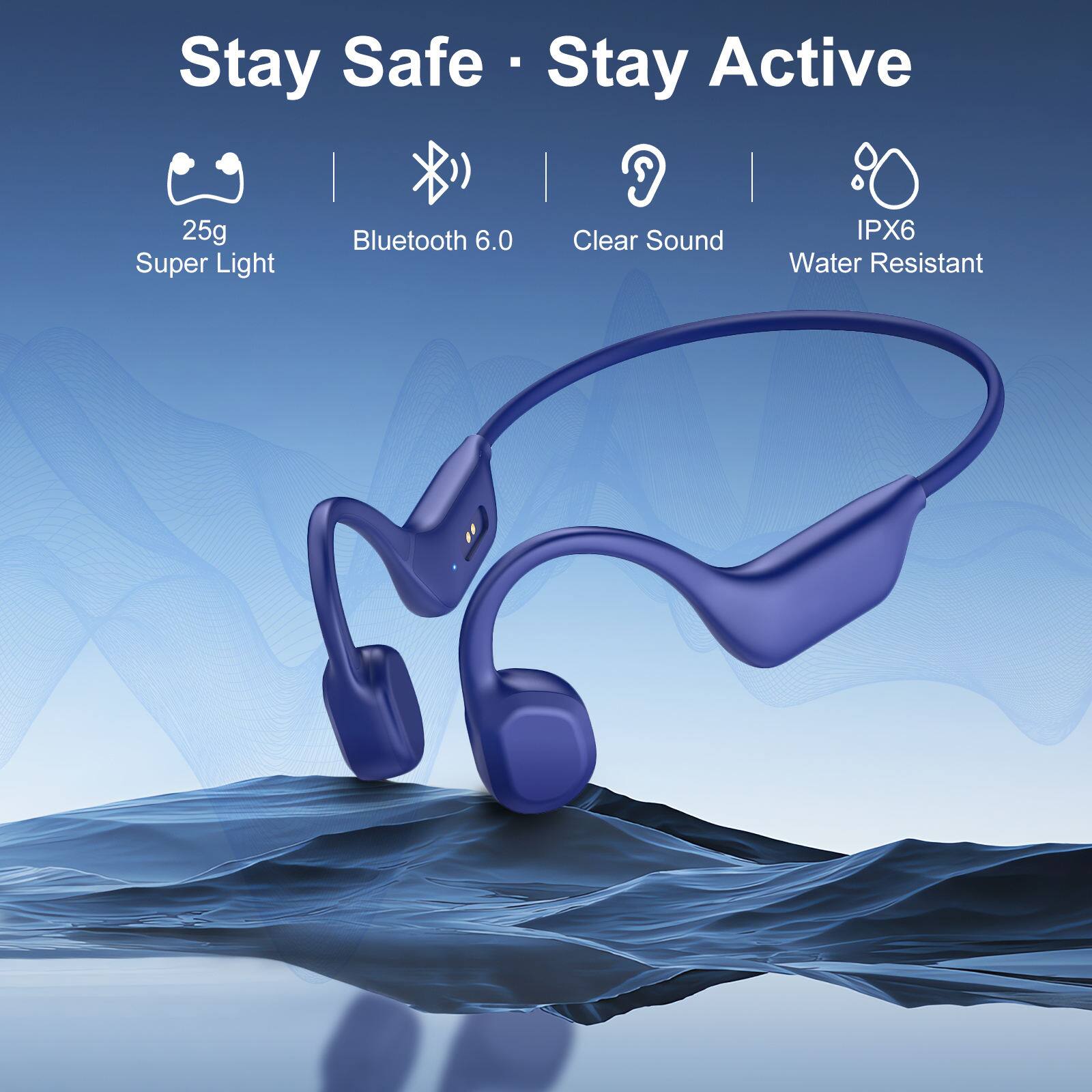 Stay Safe • Stay Active

- 25g Super Light
- Bluetooth 6.0
- Clear Sound
- IPX6 Water Resistant