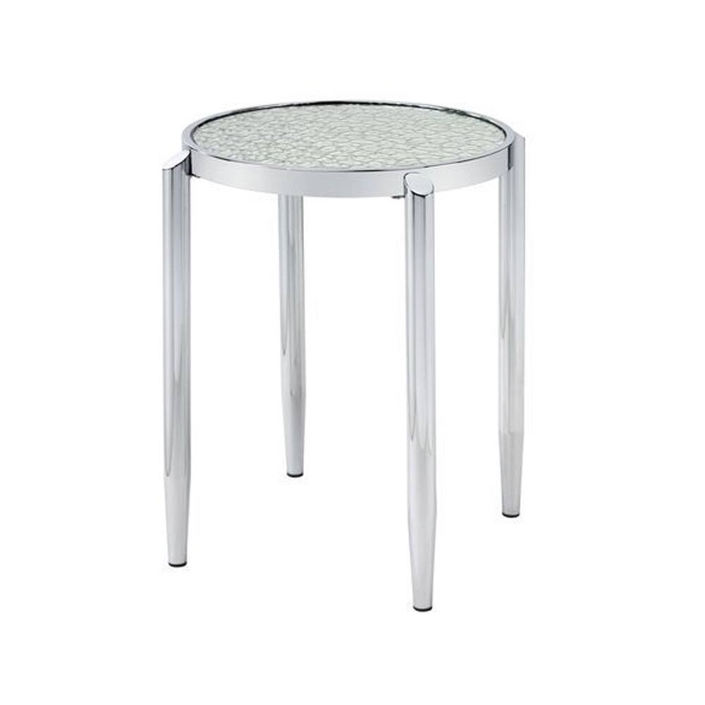 Alt View 1. Manhattan Lane - End Table with Tubular Rounded Legs and Frosted Glass Top - Silver.