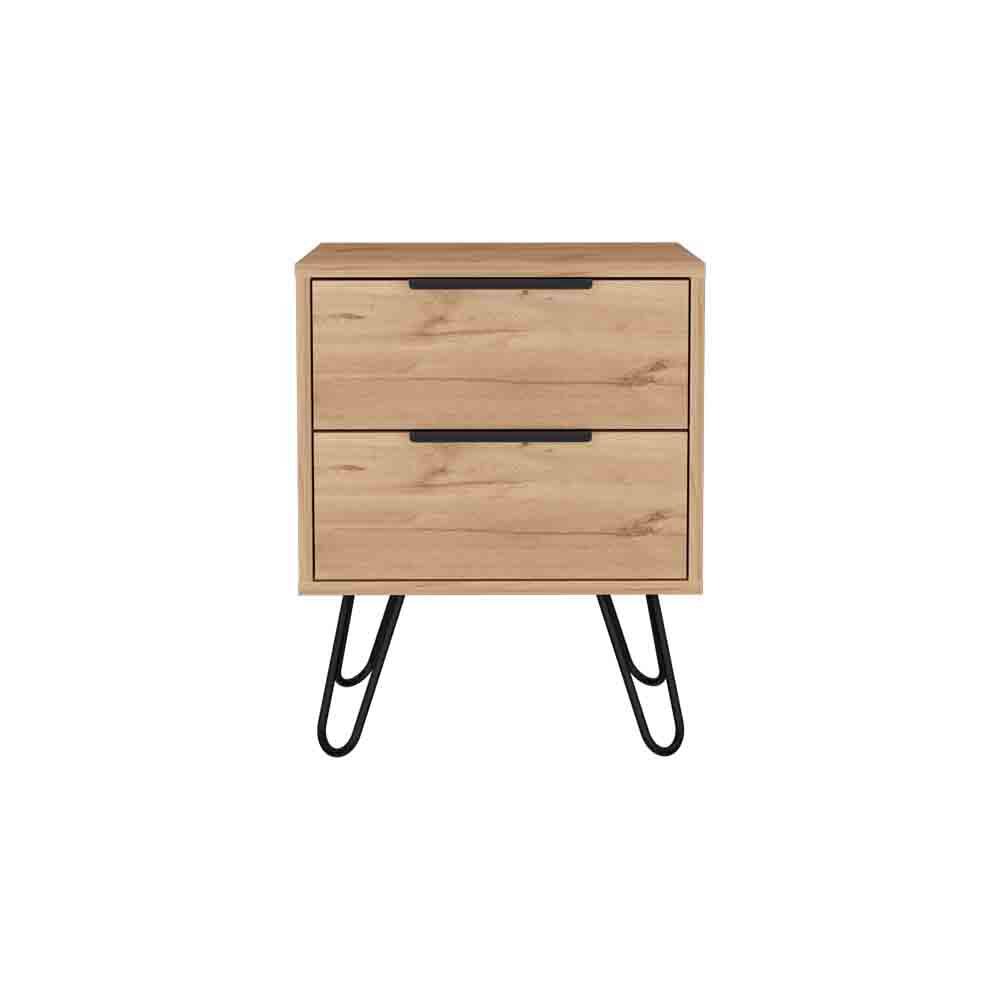 Front. Treevol Furniture - Nightstand Skyoner 2, Bedroom, Light Oak - Beige.