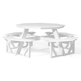 WestinTrends - Greenville Outdoor 48" HDPE 8-Person Patio Octagon Picnic Table - White