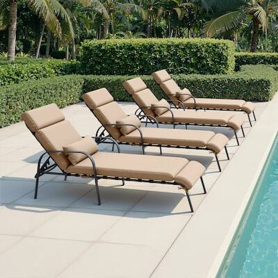 Alt View 8. Crestlive Products - Crestlive Products Set of 2 Brown Metal Frame Adjustbale Chaise Lounge Chair with Cushion and Pillow - Brown.
