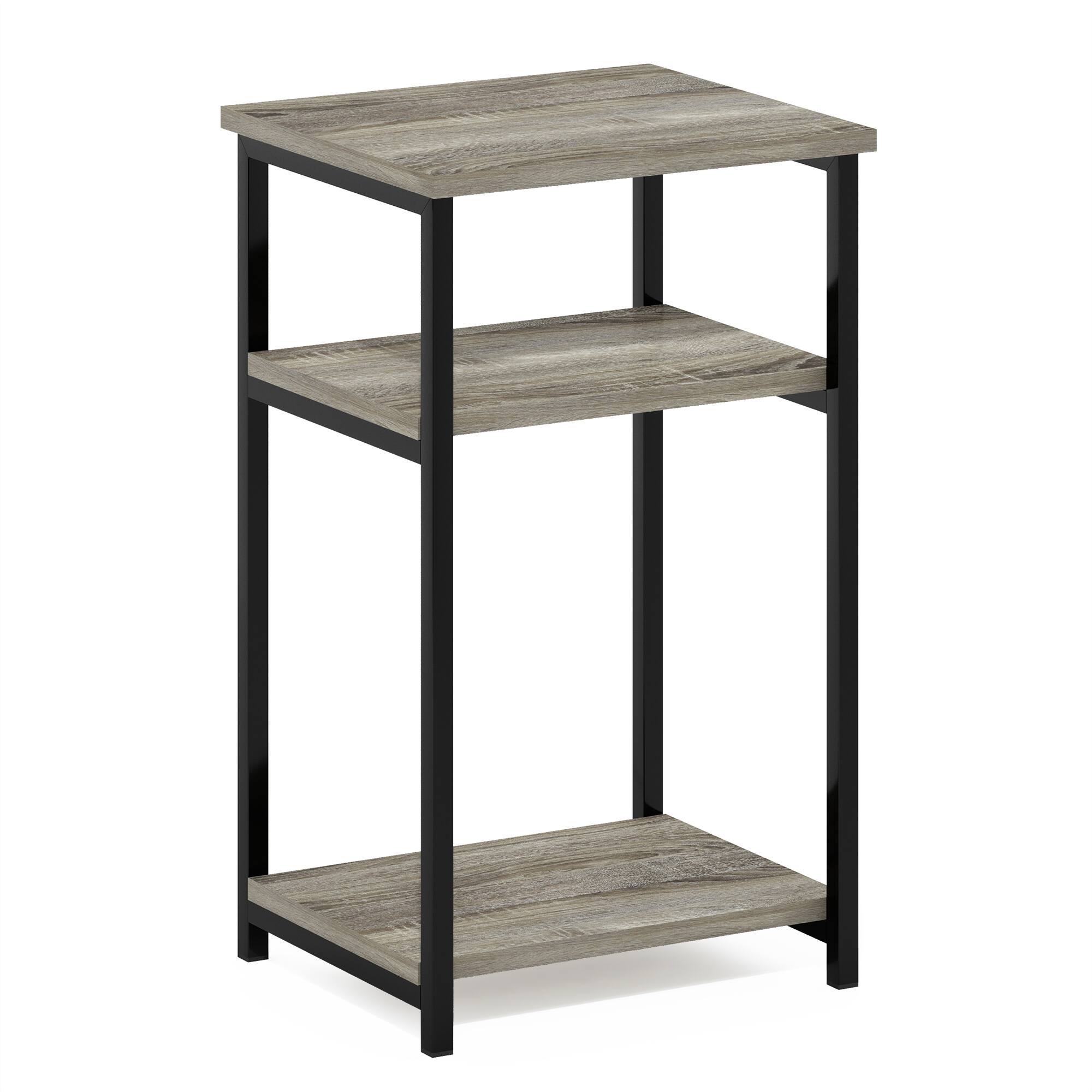 Alt View 4. Furinno - JUST Night Stand, Nightstand, 3-Tier Metal Frame End Table with Open Shelf, Side Table, End Table - French Oak.