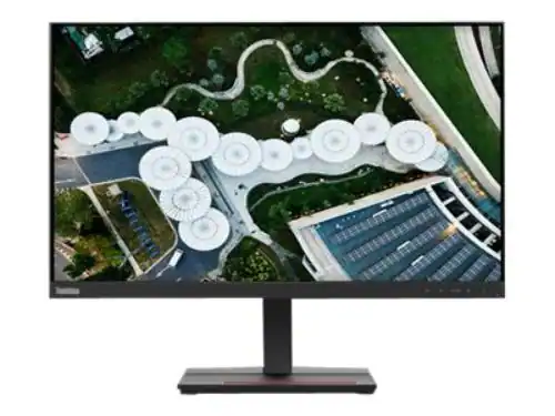 Front. Lenovo - ThinkVision S24e-20 Widescreen LCD Monitor - Black.