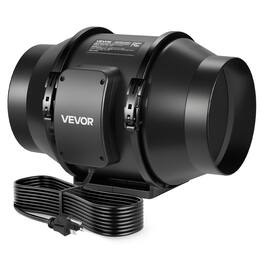 VEVOR - Inline Duct Fan, 6 in Quiet Inline Exhaust Fan, 380 CFM Powerful AC-Motor Ventilation Fans for Cooling Booster - Black Shell & Blades
