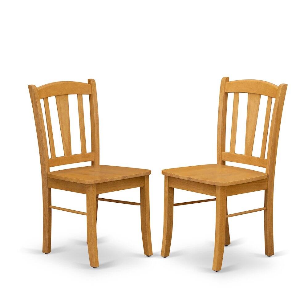 East West Furniture - Dublin Dining room Chair with Wood Seat, Set of 2 - Brown
