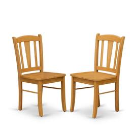 East West Furniture - Dublin Dining room Chair with Wood Seat, Set of 2 - Brown