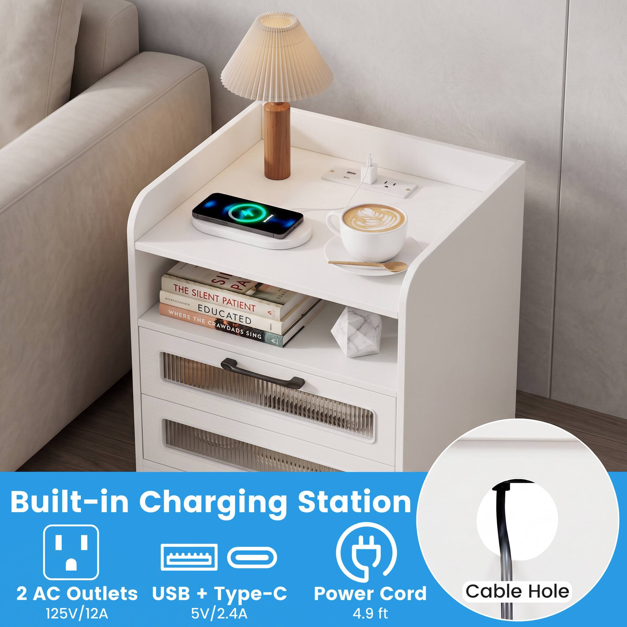THE SILLY PA MEMES SILENT PATIENT WHERE THE EDUCATED CRAWDADS SING

SUATO
Built-in Charging Station
2 AC Outlets USB + Type-C Power Cord 125V/12A 5V/2.4A 4.9 ft
Cable Hole
