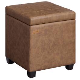 Songmics Home - Square Storage Ottoman, Foot Stool Footrest with Legs, Ottoman Cube with Hinged Lid, for Living Room, Bedroom - Coffee Brown