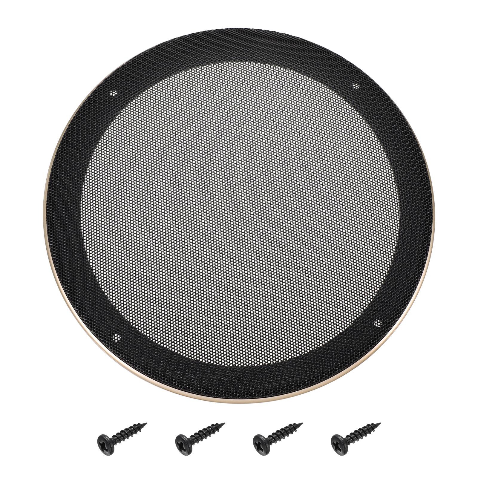 Front. Unique Bargains - Speaker Grill Mesh Cover, Metal Subwoofer Grill Guard Protector ABS Frame for Car Audio, 4 Screws Included - Black Gold.