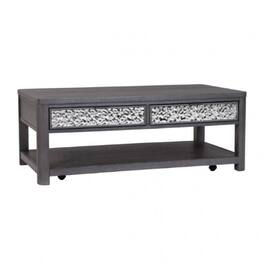 Manhattan Lane - Zoko 48 Inch Coffee Table, Caster Wheels, Drawers, Rubberwood - Ash Gray