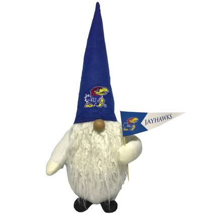 Front. Santa's Workshop - Royal Kansas Jayhawks 12'' Gnome - Blue.