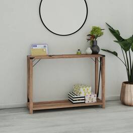 Emma + Oliver - Marella Engineered Wood Modern Farmhouse Entryway Console Table with Metal Accents - Rustic Oak