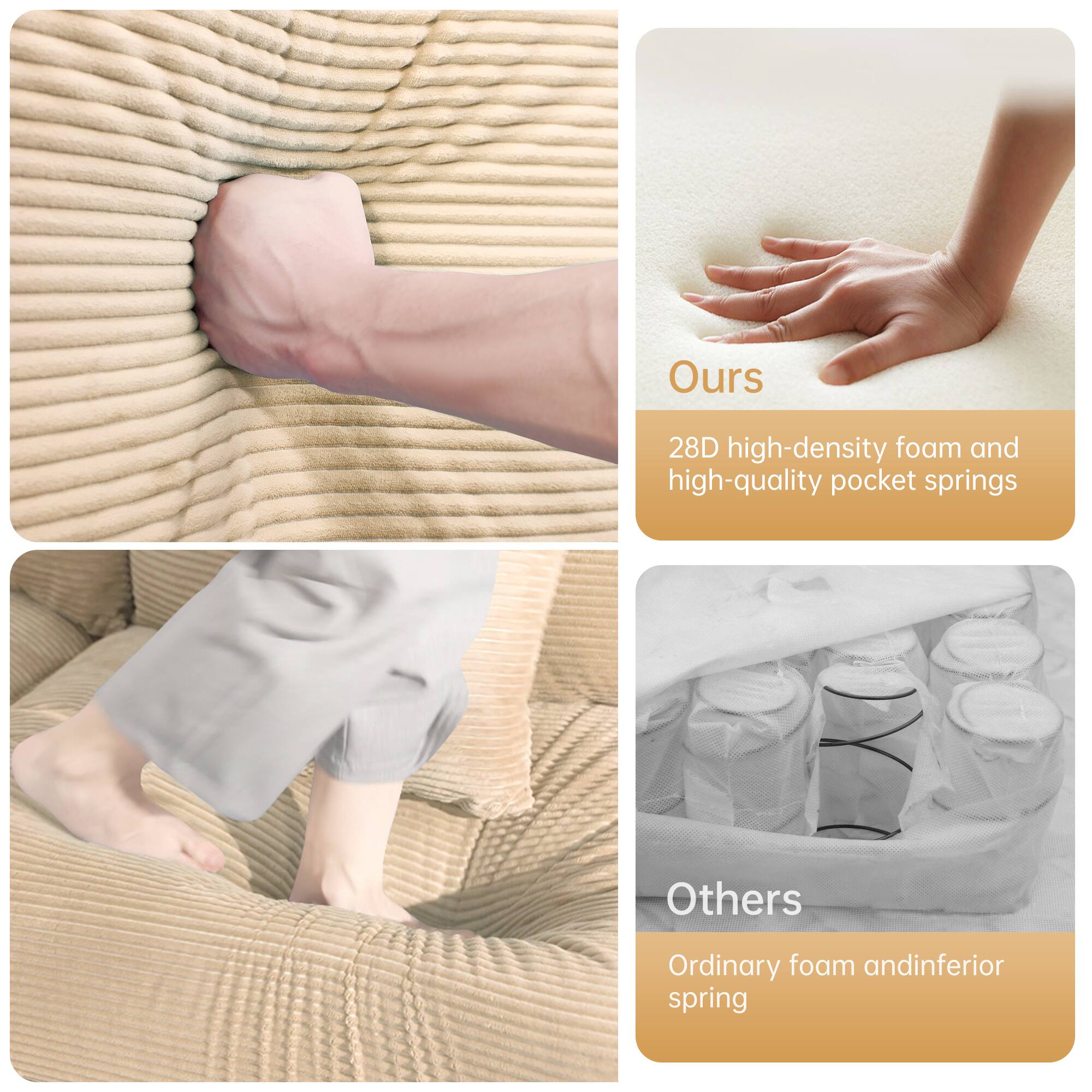 Ours  
28D high-density foam and high-quality pocket springs  

Others  
Ordinary foam and inferior spring