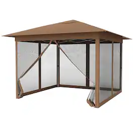 Boyel Living - Coffee 120-in W x 120-in D x 105.6-in H Pop up Canopy Tent