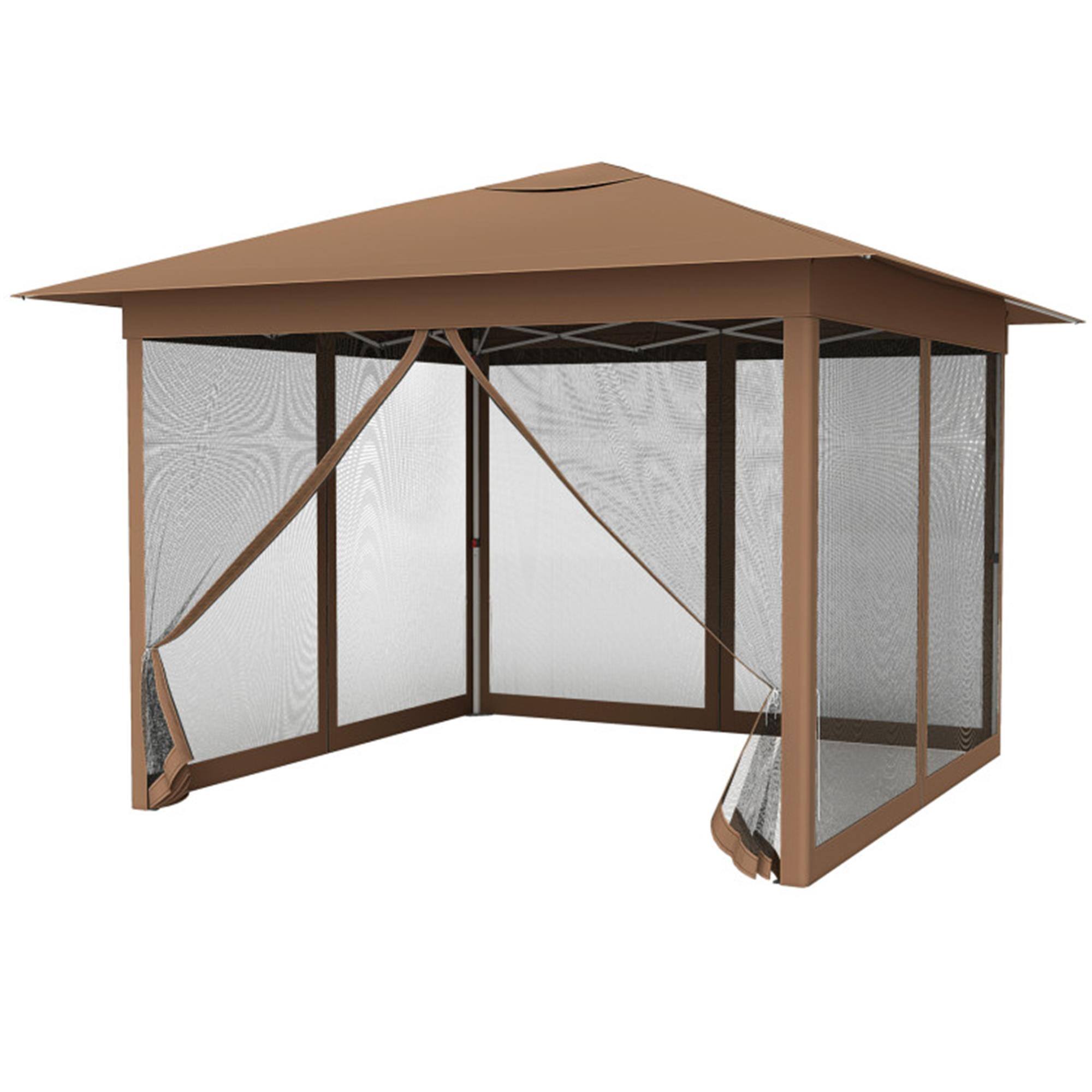 Front. Boyel Living - Coffee 120-in W x 120-in D x 105.6-in H Pop up Canopy Tent.