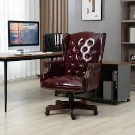 GOODSILO - Premium High-Back Executive Office Chair with Ergonomic Support and Smooth-Rolling Casters Leather Design - Burgundy