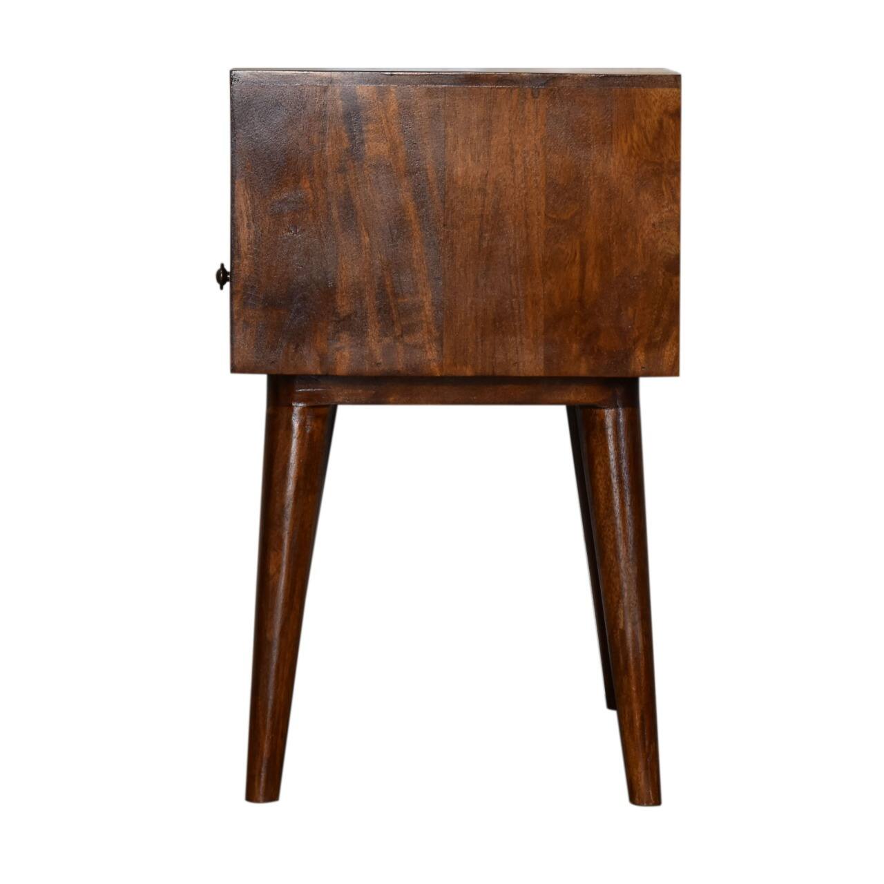 Alt View 5. Artisan Furniture - Artisan Furniture Solid Wood Modern Chestnut Nightstand, 1 Drawer, 1 Open-slot, Nordic legs, Dark Brown - Chestnut.