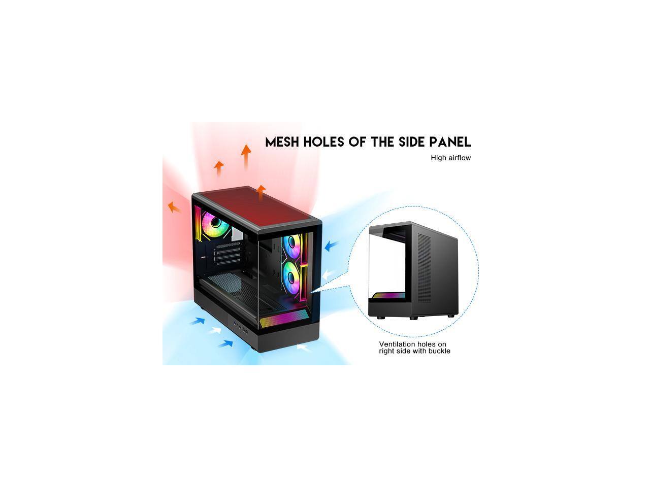 MESH HOLES OF THE SIDE PANEL

High airflow

Ventilation holes on right side with buckle