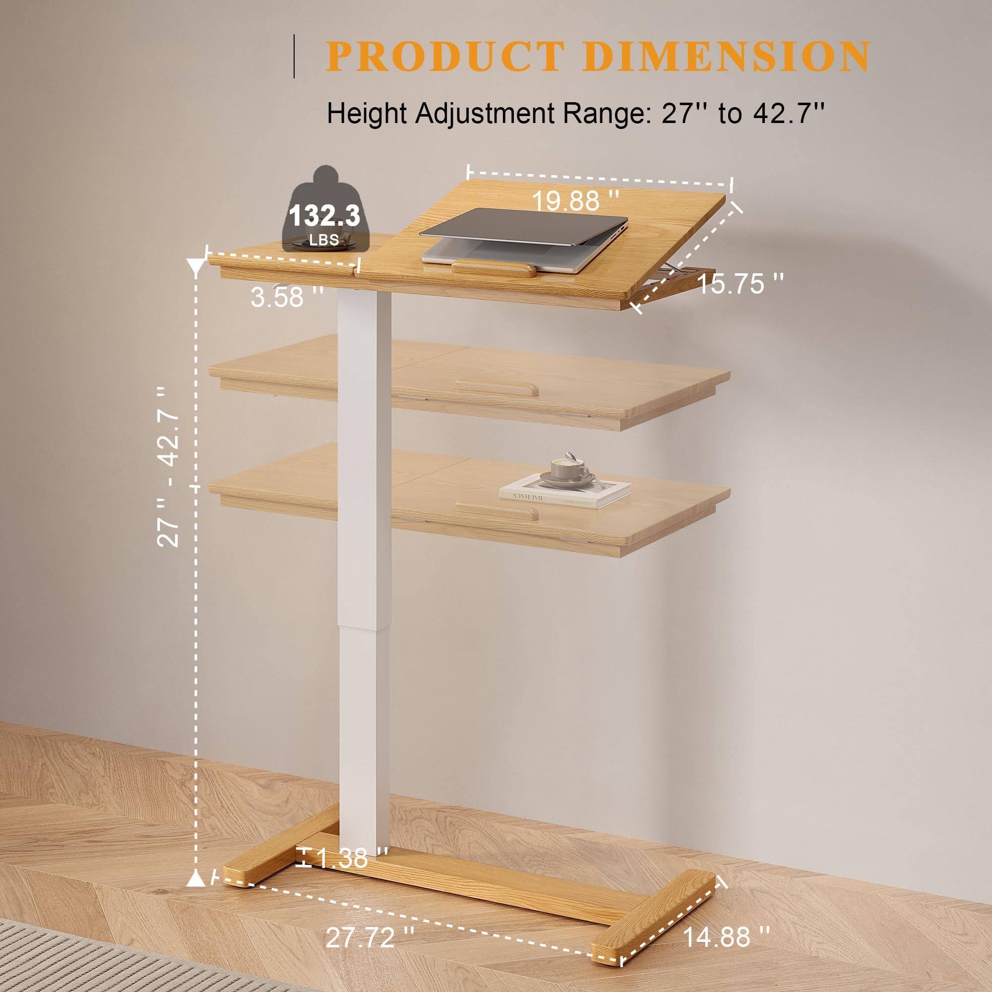 **PRODUCT DIMENSION**

- Height Adjustment Range: 27" to 42.7"
- Weight Capacity: 132.3 LBS

**Dimensions:**
- Width: 19.88"
- Depth: 15.75"
- Height: 27" to 42.7"
- Shelf Depth: 3.58"
- Base Width: 27.72"
- Base Depth: 14.88"
- Base Height: 1.38"