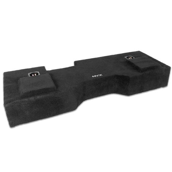Left. NVX - BOOST Box Custom Fit 10" 700W RMS Loaded Sealed Subwoofer Enclosure for 2014-2018 Chevrolet Silverado and GMC Sierra - Black.