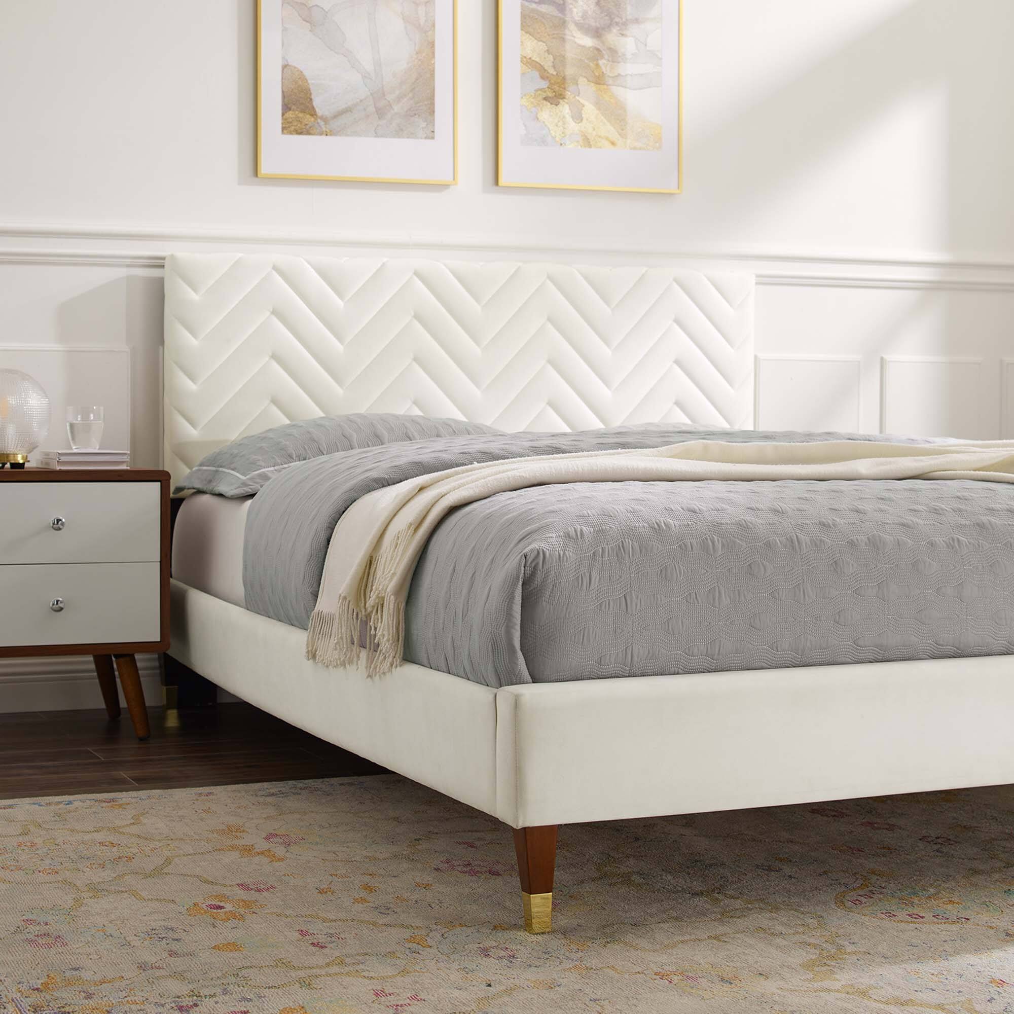 Alt View 5. Modway - Daisy Performance Velvet Queen Platform Bed - Gray.