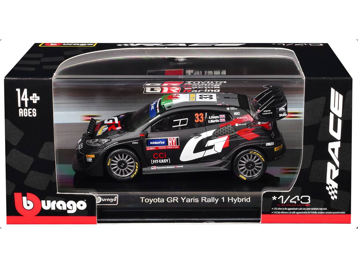 - 1/64 Scale
- Toyota GR Yaris Rally 1 Hybrid
- *1/43
- 14+ Ages
- Durago
- Toyota GR Yaris Rally 1 Hybrid
- #RACE
- 14+ Ages
- E. Evans
- S. Martin
- IBC
- TAMADICO
- HY
- KOMATSU
- PIAA
- UEC
- FOSSIL-FREE FUEL
- CCI
- [FIT-EASY]
- ZERO SER
- *1/43
- 1/43 refers to the approximate scale size, some variations may exist.
- 1/43 fait référence à la taille approximative de 6, certaines variations peuvent exister.