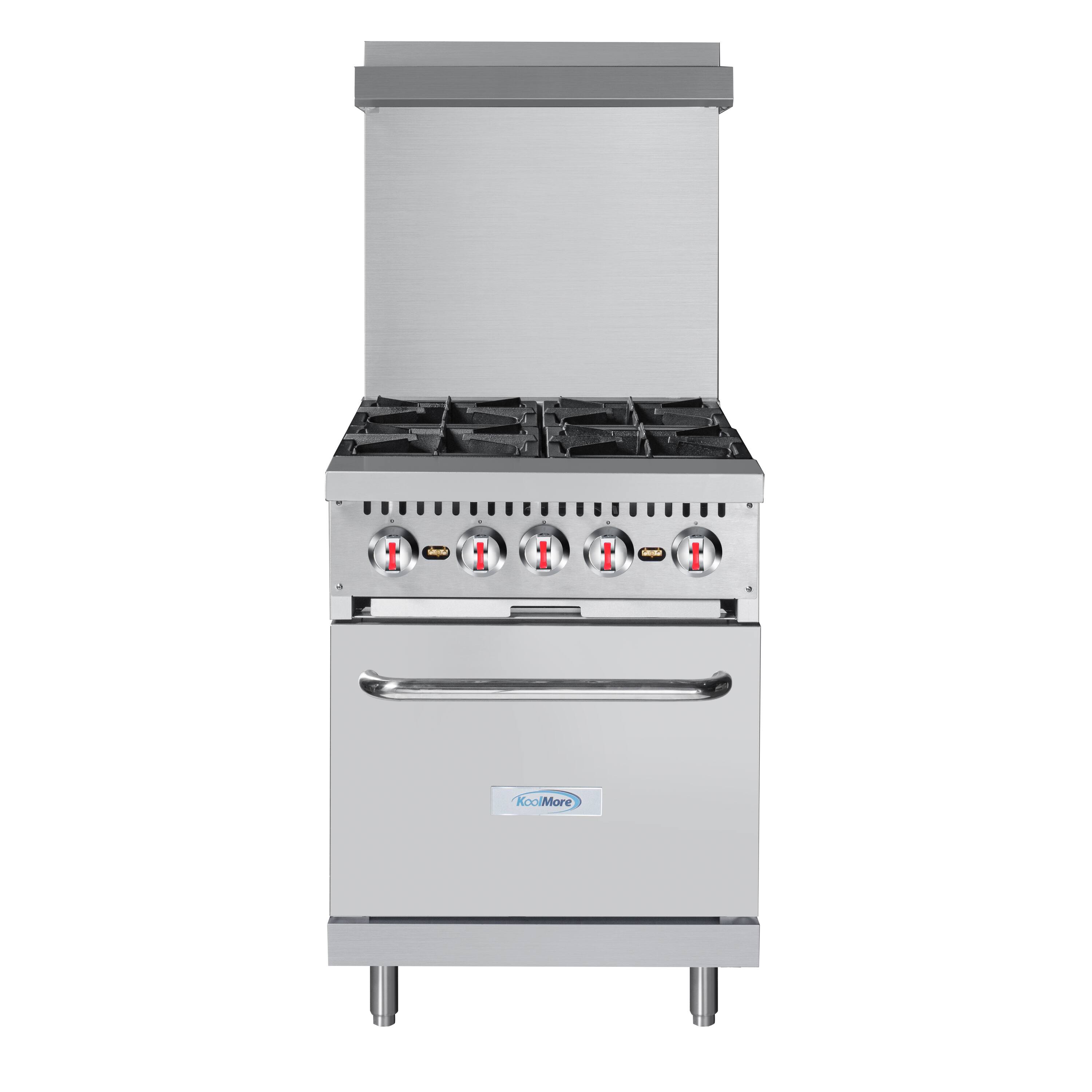 Alt View 1. Koolmore - 24 in. 4 Burner Commercial Liquid Propane Range with Oven in Stainless-Steel (KM-CR24-LP) - Stainless Steel.