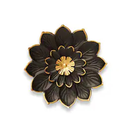 G128 - 9 IN Metal Daisy Wall Art - Elegant Floral Wall Hanging - Black/Gold