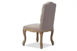 Baxton Studio - Hudson French Country Cottage Weathered Oak Fabric Button-tufted Upholstered Dining Chair - Beige