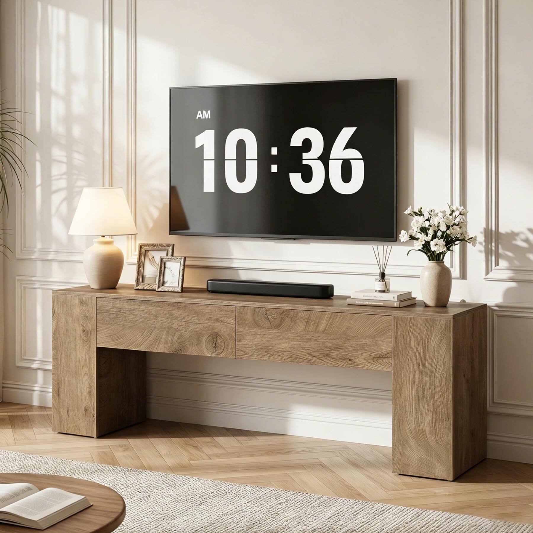 Left. Tribesigns - 63 Inch TV Stand with Drawers, TV Console for TVs up to 70 Inch, Modern Entertainment Center with 2 Storage Drawers, Med - Brown.