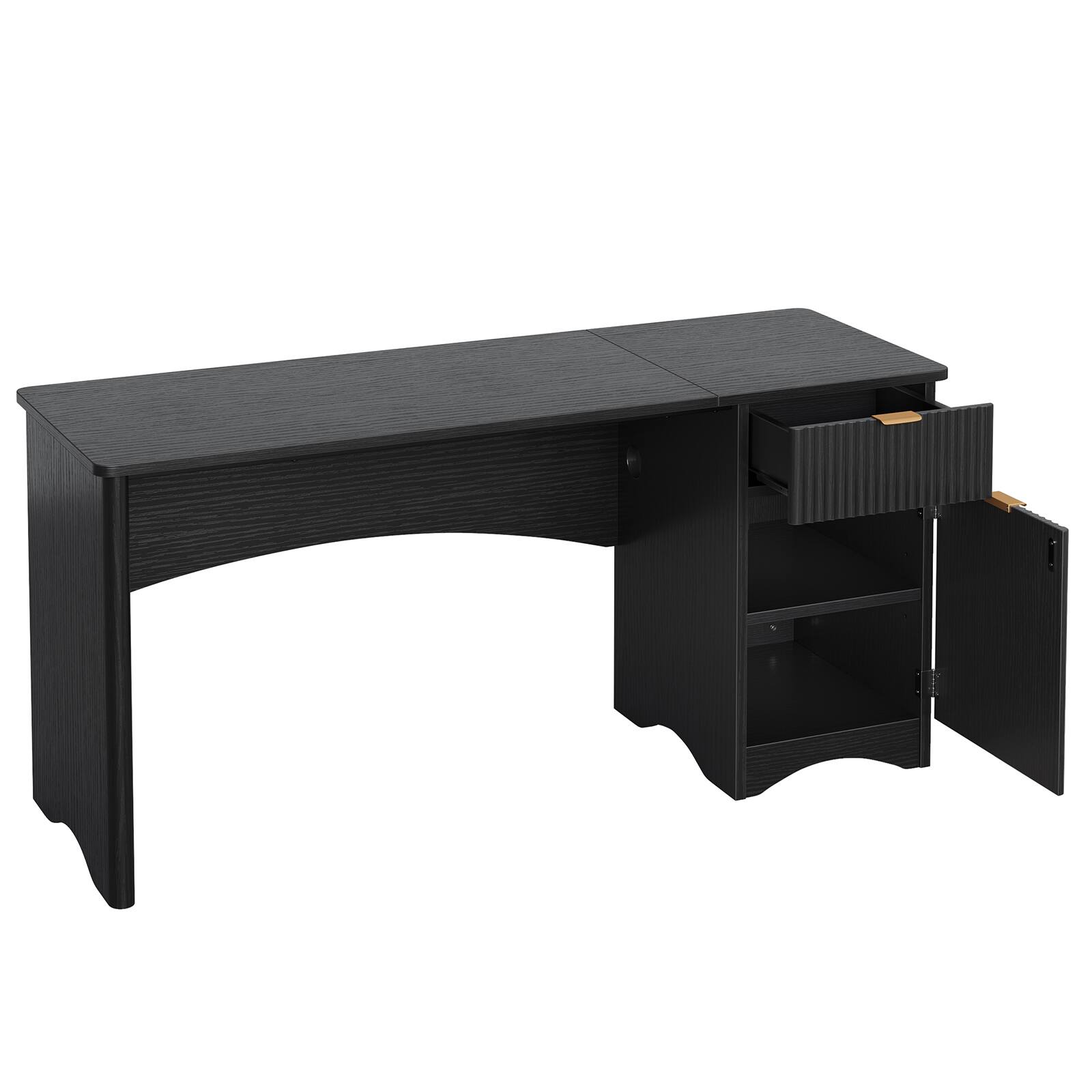 Alt View 5. Bestier - 55 inch Computer Desk with Drawer and Cabinet, Modern Home Office Desk with Storage for Home Office - Black.