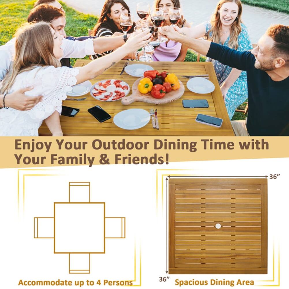 Enjoy Your Outdoor Dining Time with Your Family & Friends!  
36" Spacious Dining Area  
Accommodate up to 4 Persons