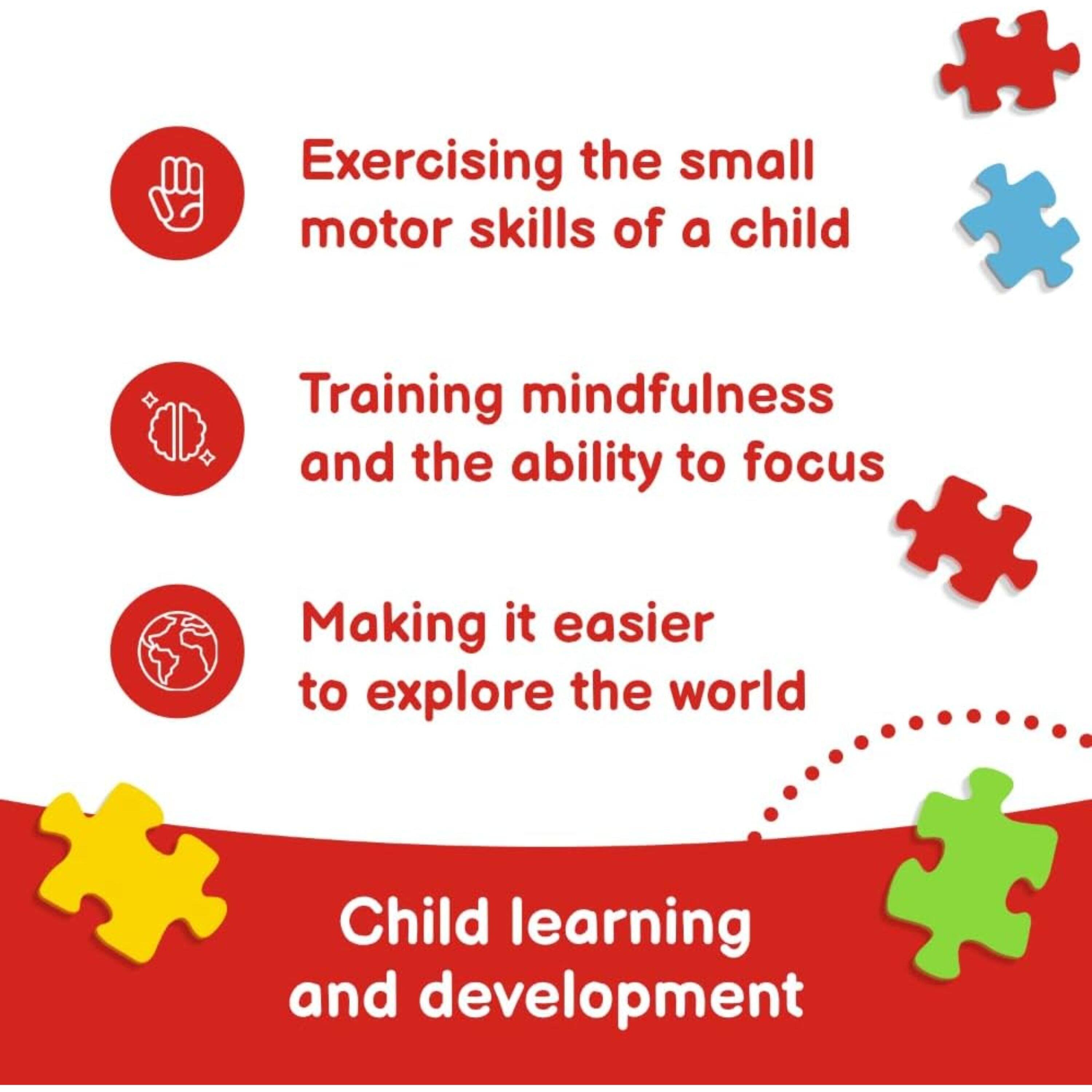 Exercising the small motor skills of a child  
Training mindfulness and the ability to focus  
Making it easier to explore the world  
Child learning and development