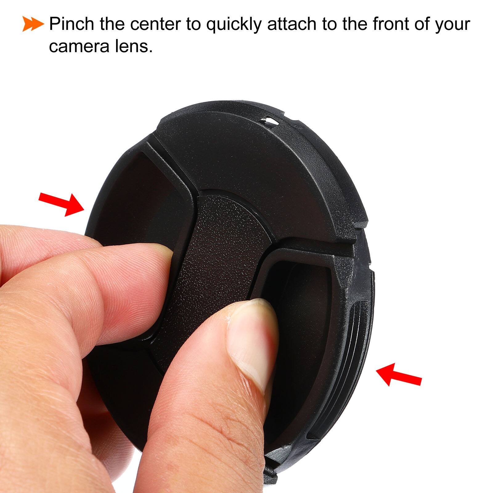 Pinch the center to quickly attach to the front of your camera lens.