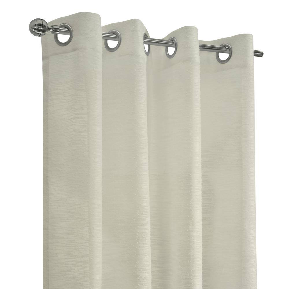 Left. Commonwealth Home Fashions - Habitat Boucle Sheer Premium Stylish and Functional Grommet Curtain Panel 52" x 84" Off White - Off White.