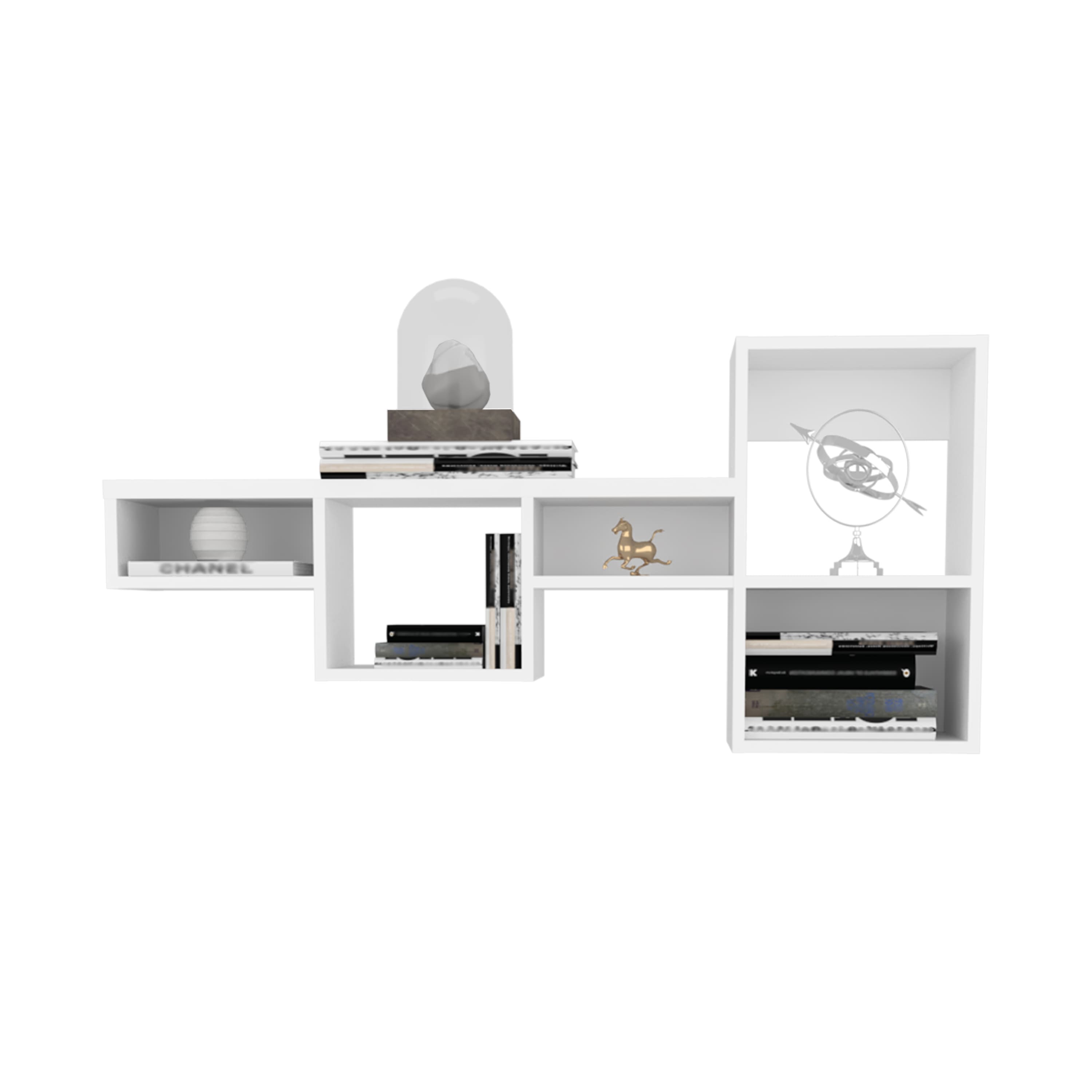 TuHome - Wallshe 47" Wide 7-Tier Wall Shelf, Cube Shelf Modular Shelf For Living Room, Home Office, Bedroom - White