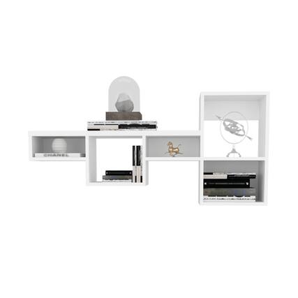 Front. TuHome - Wallshe 47" Wide 7-Tier Wall Shelf, Cube Shelf Modular Shelf For Living Room, Home Office, Bedroom - White.